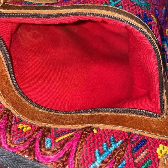 Nena & Co Red and Pink Artisanal Backpacks Nena & Co Convertible Day Bag Backpack Artisan Made EUC main image 4
